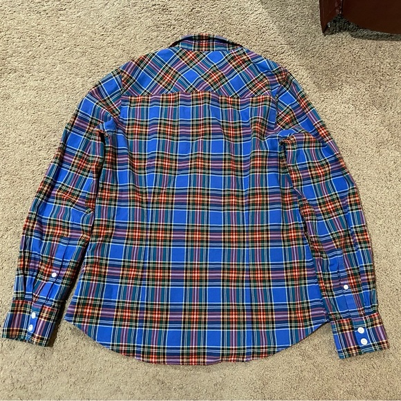 J Crew Women’s Size Med Tartan Plaid Cotton Button-Up Shirt Top Style 03411 Blue - Picture 6 of 6